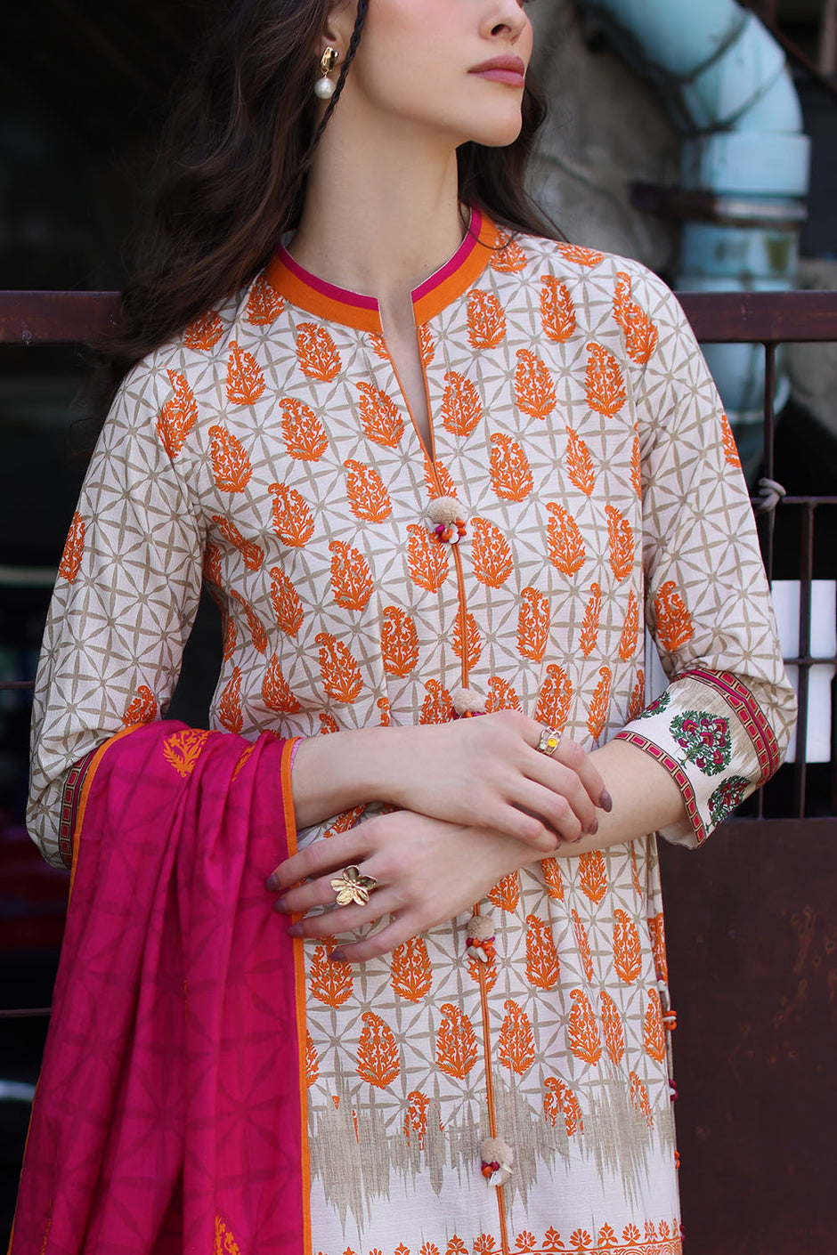 3 Piece Printed Khaddar Suit with Printed Khaddar Dupatta