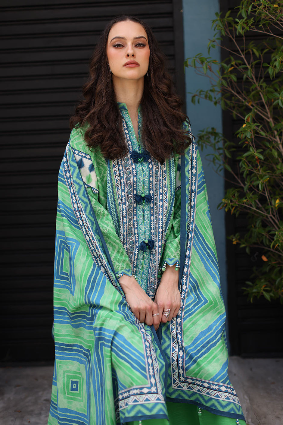 3 Piece Printed Khaddar Suit with Printed Khaddar Dupatta