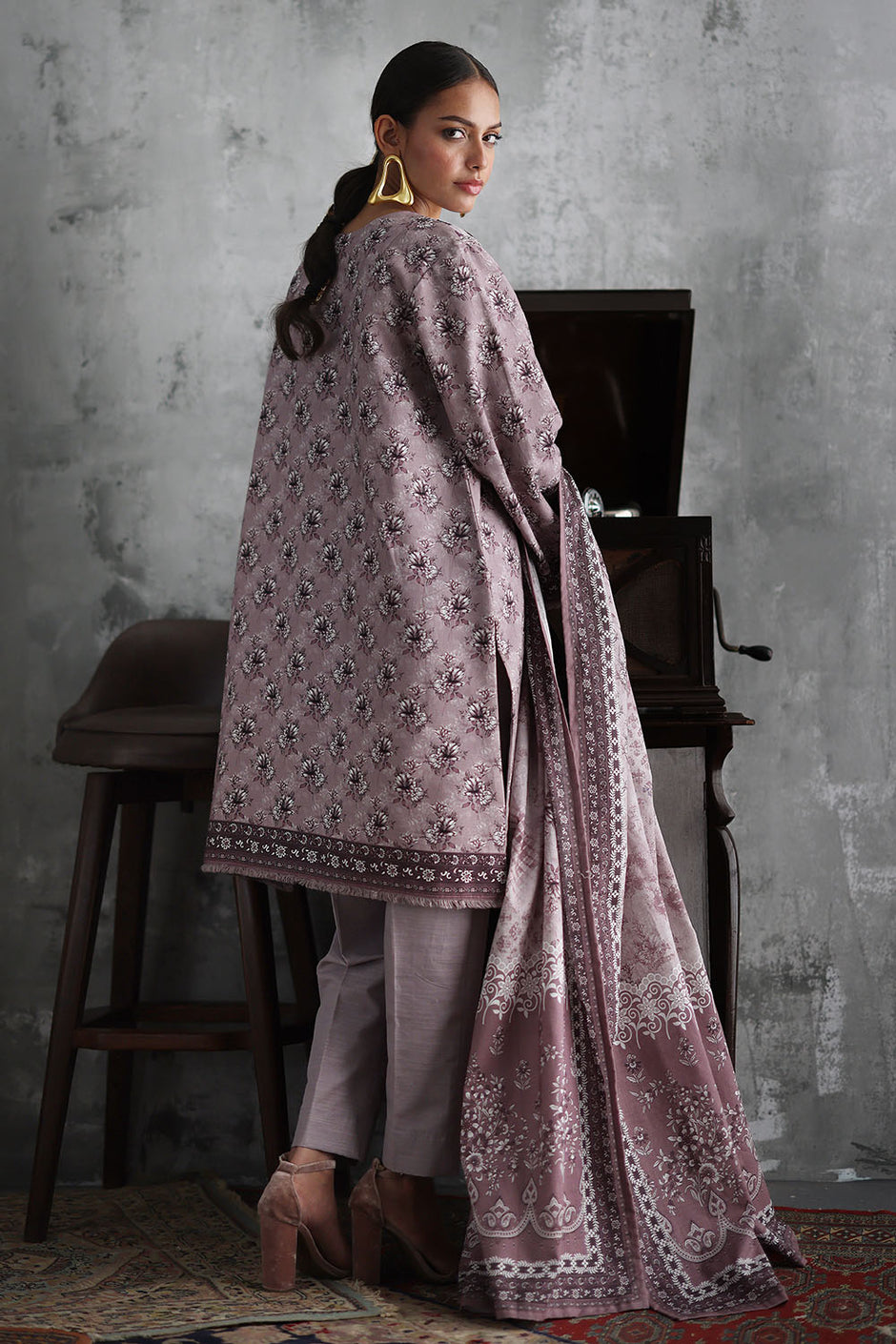 3 Piece Printed Khaddar Suit with Printed Khaddar Dupatta
