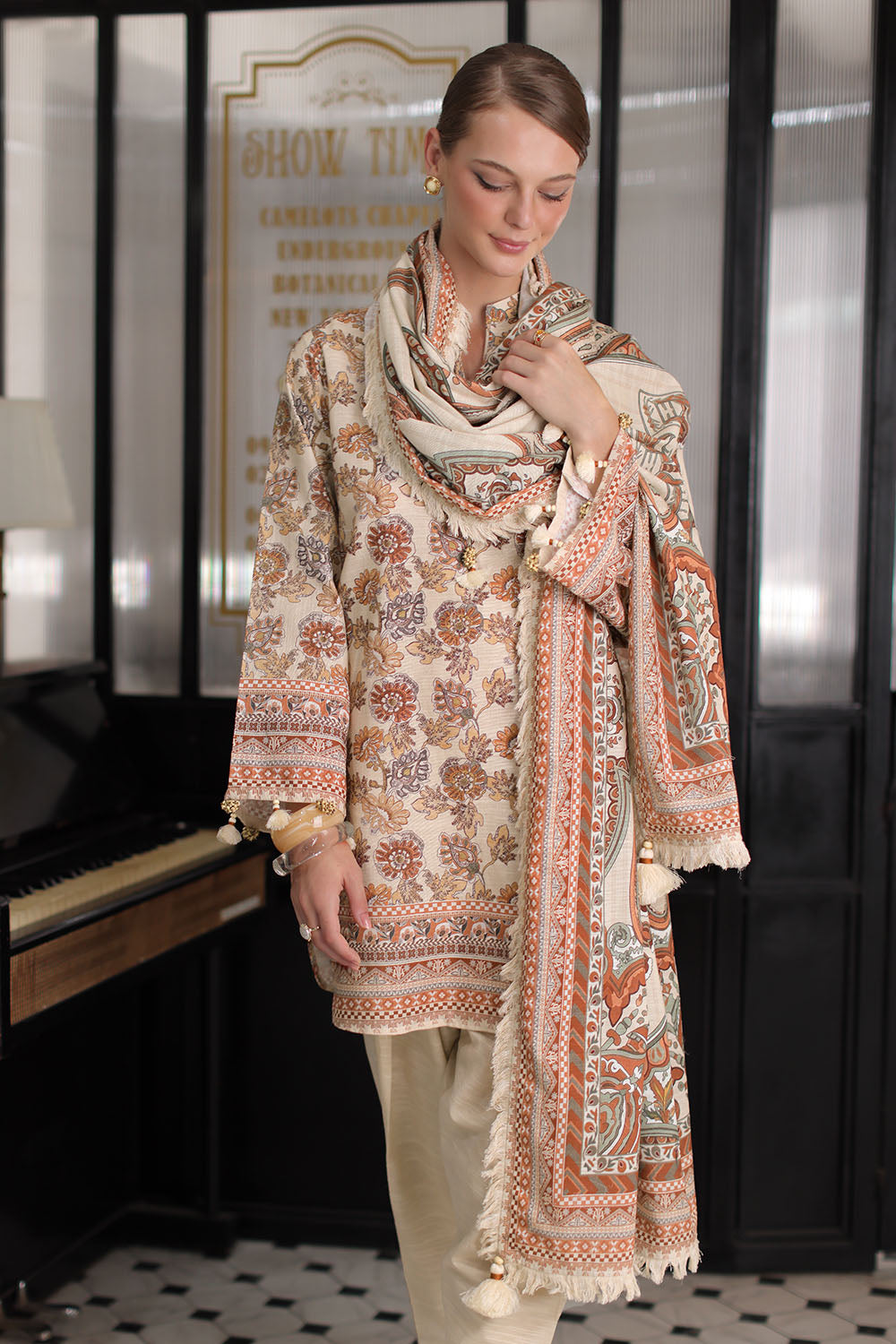 3 Piece Printed Khaddar Suit