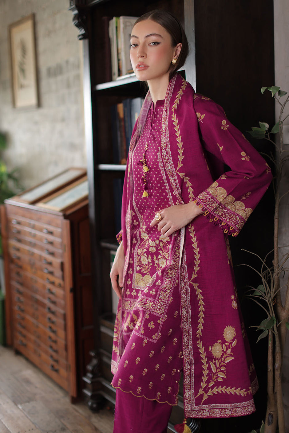 3 Piece Printed Khaddar Suit
