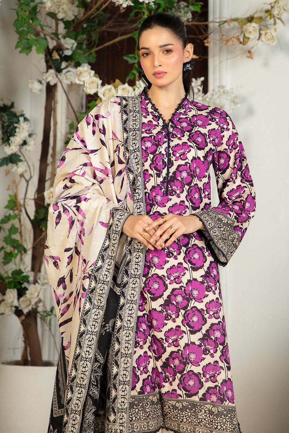 3 Piece Printed Khaddar Suit with Dupatta