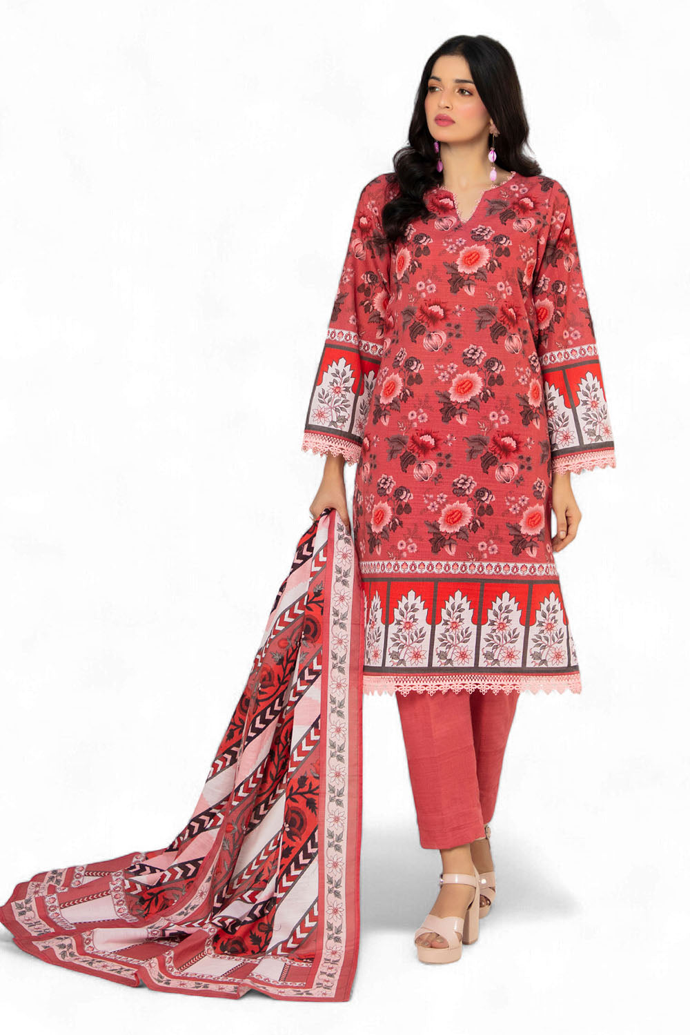 3 Piece Printed Khaddar Suit with Dupatta SD-52209