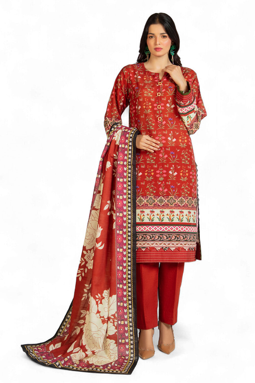 3 Piece Printed Khaddar Suit with Dupatta SD-52210