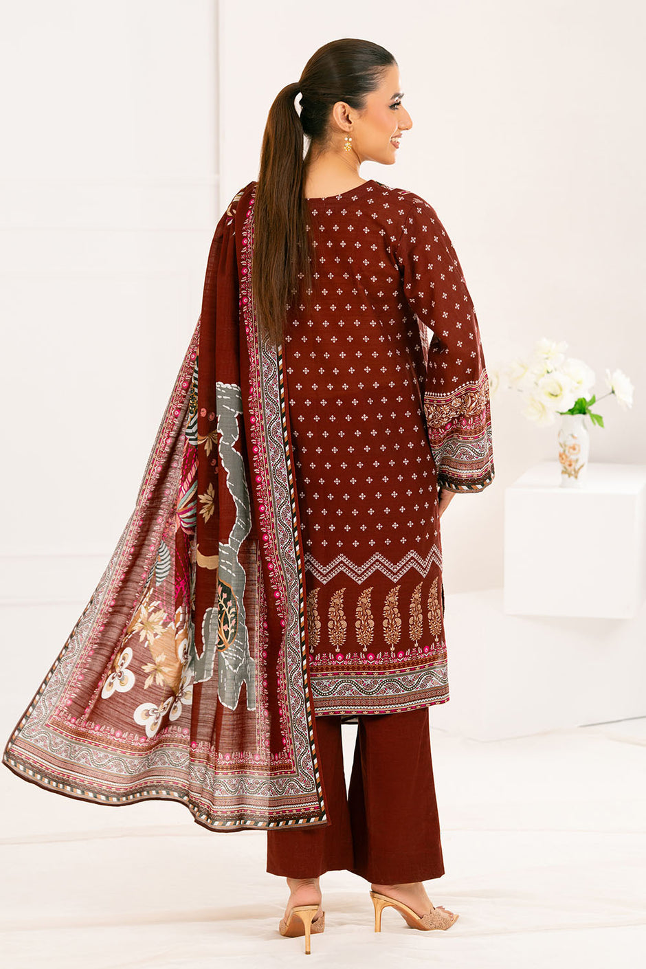 3 Piece Printed Khaddar Suit with Dupatta