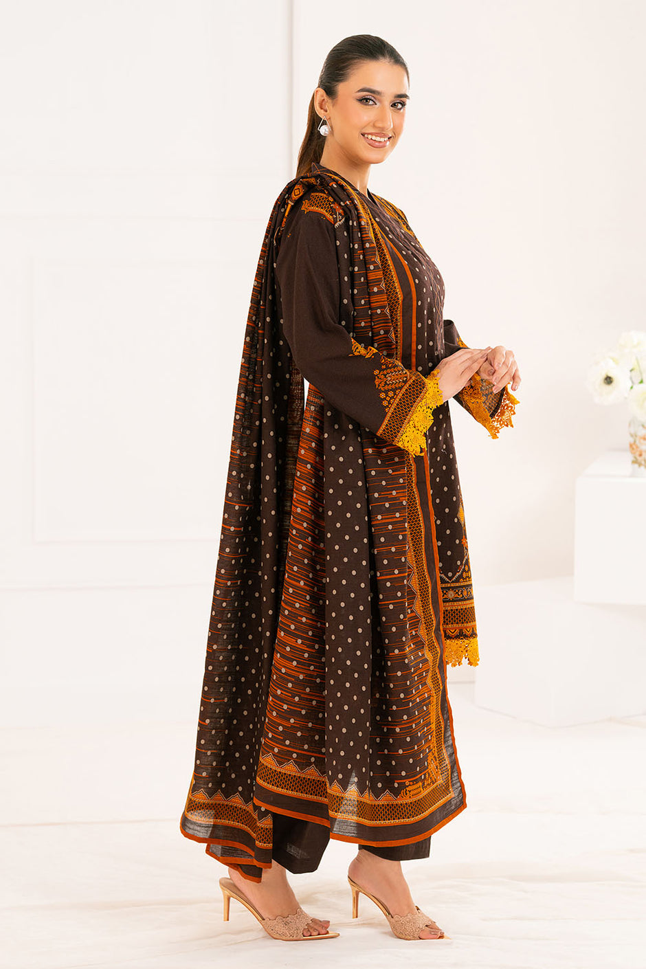3 Piece Printed Khaddar Suit with Dupatta