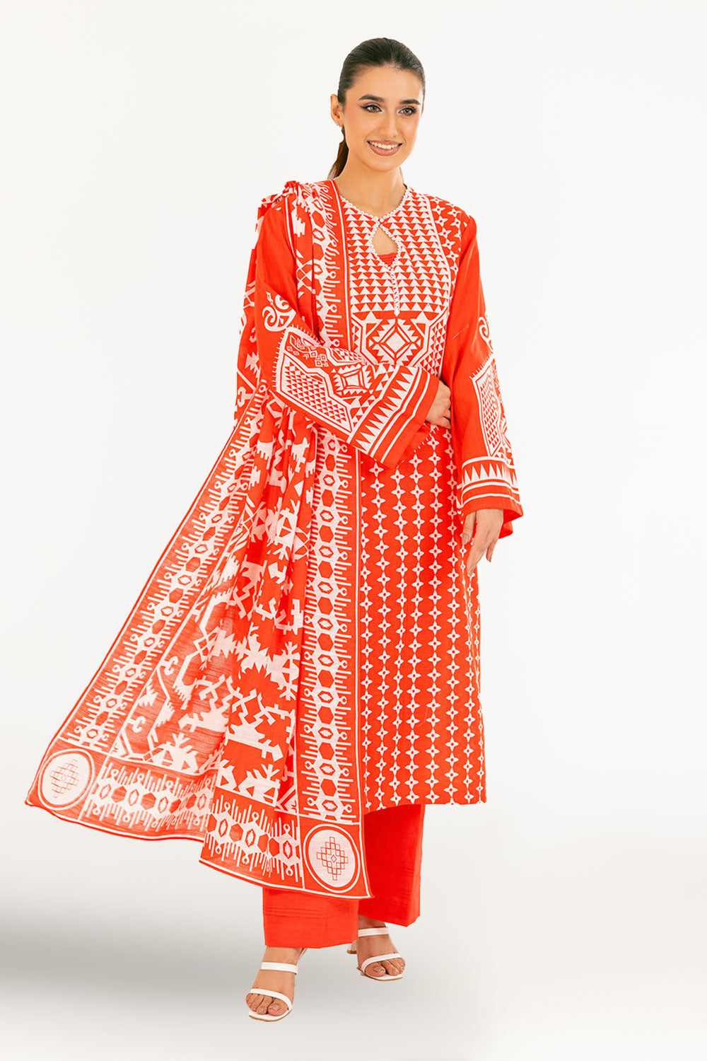 3 Piece Printed Khaddar Suit with Dupatta