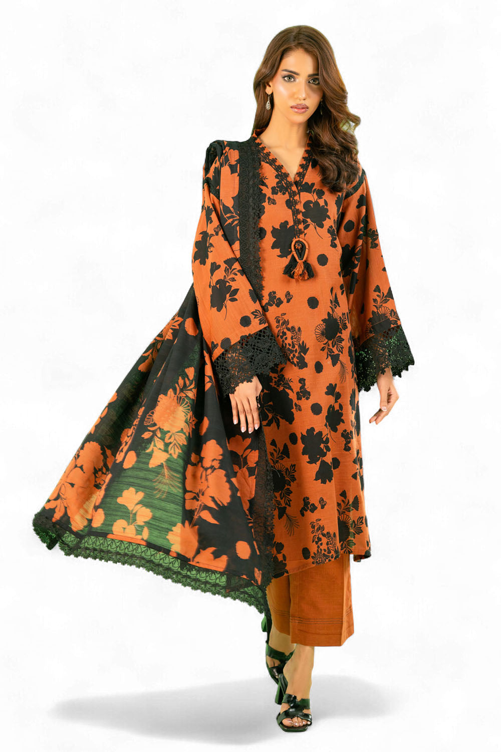 3 Piece Printed Khaddar Suit with Dupatta WNS-52035