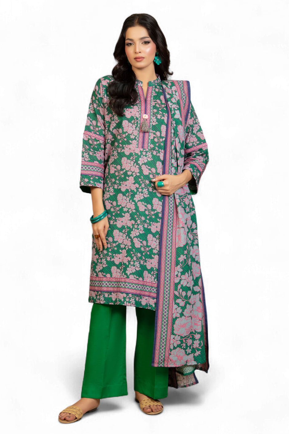 3 Piece Printed Khaddar Suit with Dupatta WNS-52058