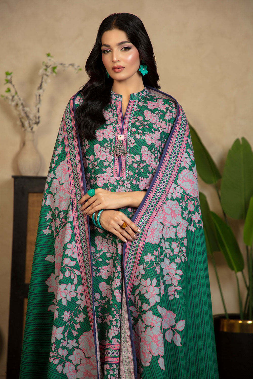 3 Piece Printed Khaddar Suit with Dupatta WNS-52058