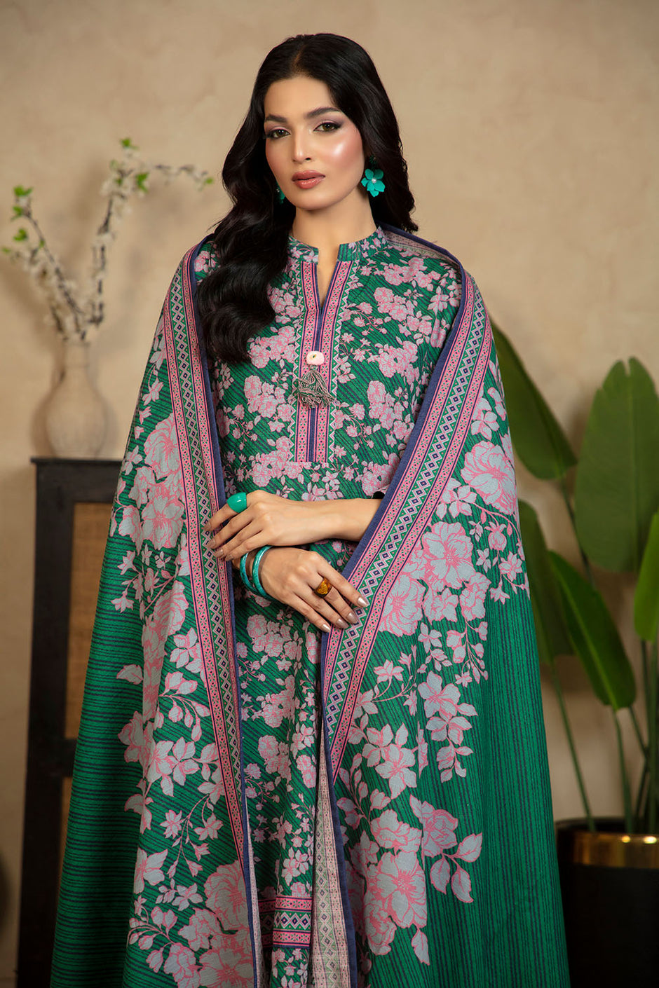 3 Piece Printed Khaddar Suit with Dupatta