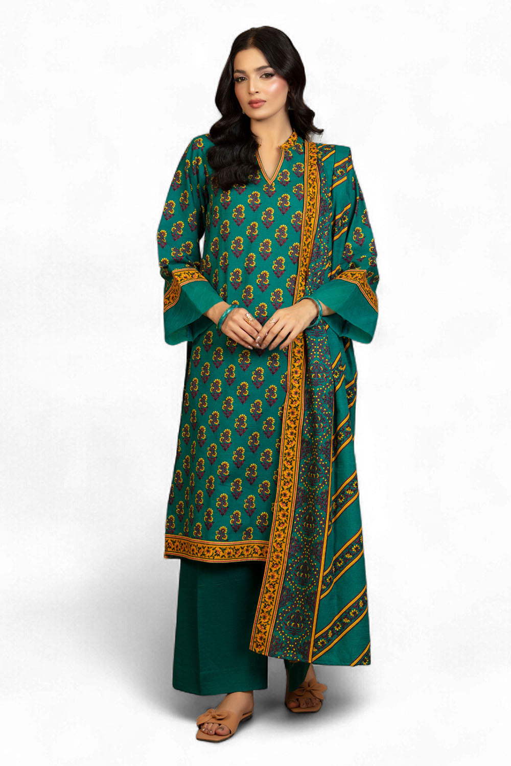 3 Piece Printed Khaddar Suit with Dupatta WNS-52060