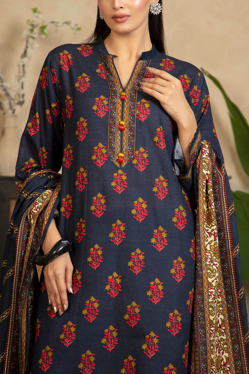3 Piece Printed Khaddar Suit with Dupatta WNS-52062