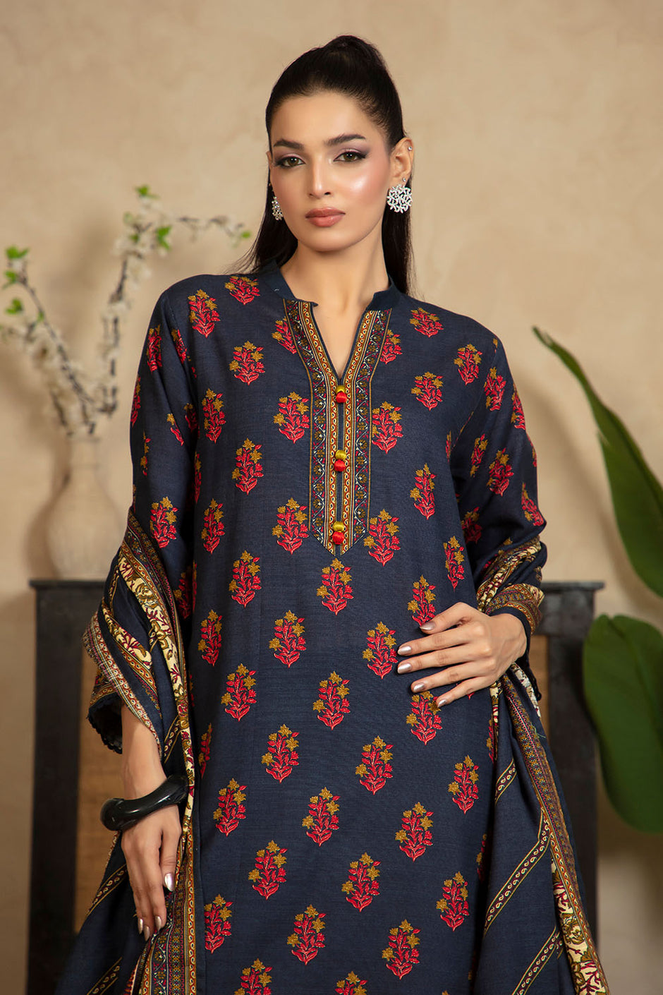 3 Piece Printed Khaddar Suit with Dupatta