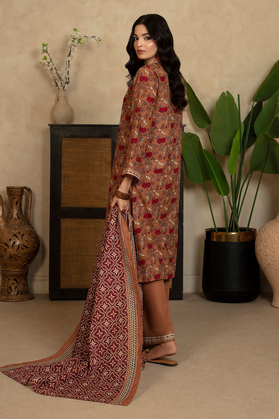 3 Piece Printed Khaddar Suit with Dupatta