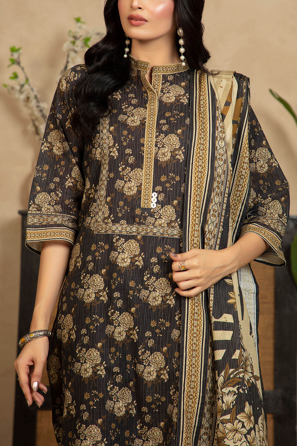 3 Piece Printed Khaddar Suit with Dupatta WNS-52066