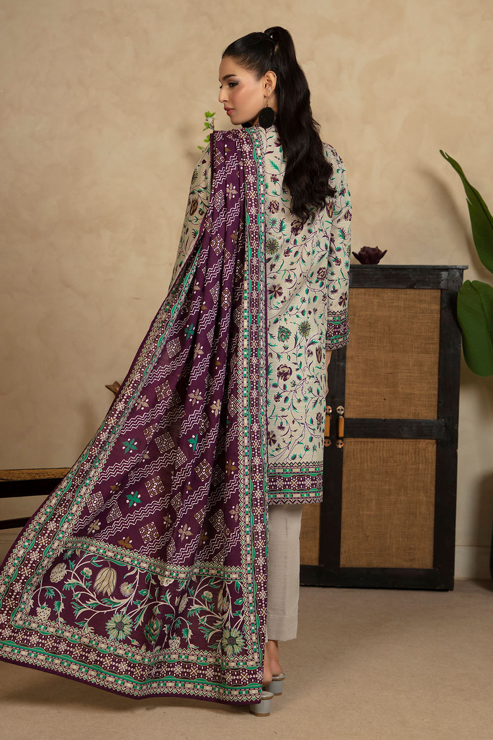 3 Piece Printed Khaddar Suit with Dupatta WNS-52067