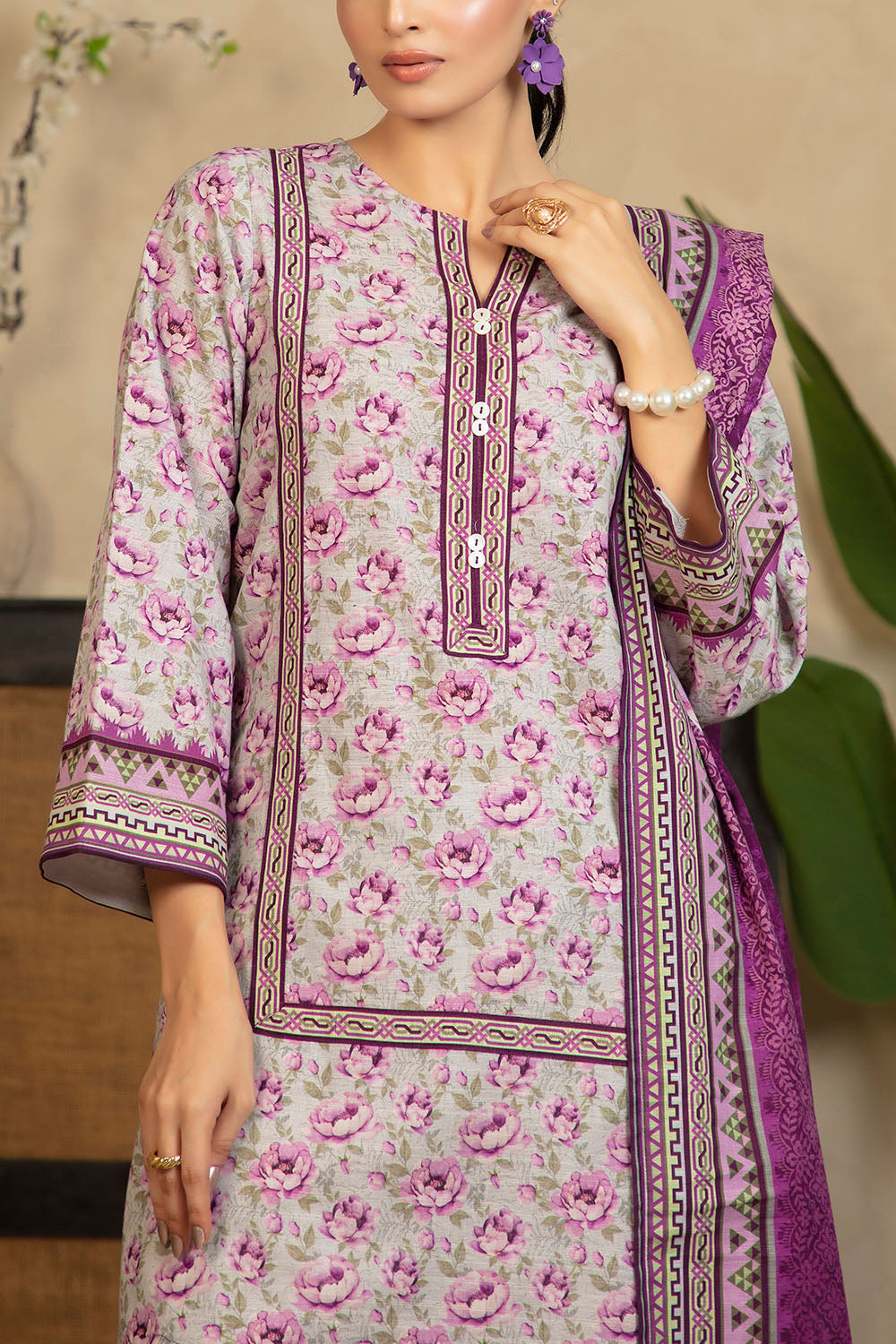 3 Piece Printed Khaddar Suit with Dupatta WNS-52069