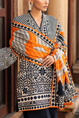 3 Piece Printed Khaddar Suit with Dupatta and Embroidered Trouser K-52100
