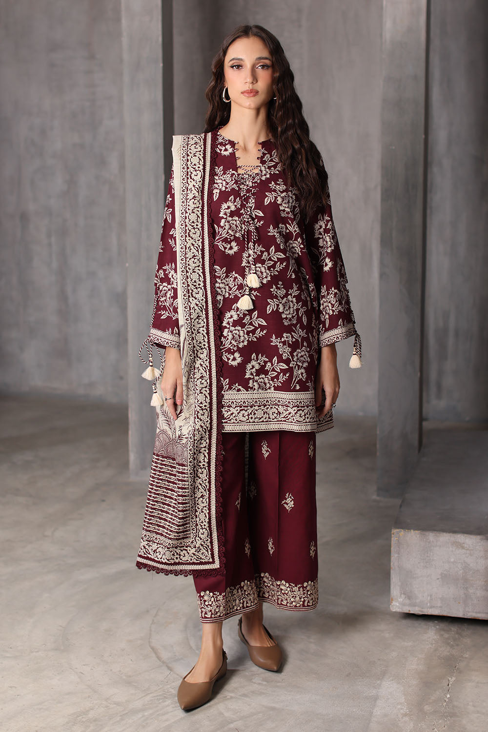 3 Piece Printed Khaddar Suit with Printed Khaddar Dupatta