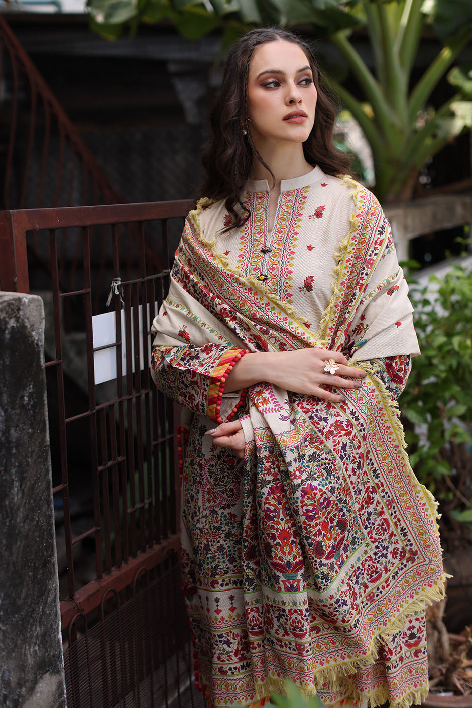 3 Piece Printed Khaddar Suit with Printed Khaddar Dupatta and Printed Trouser