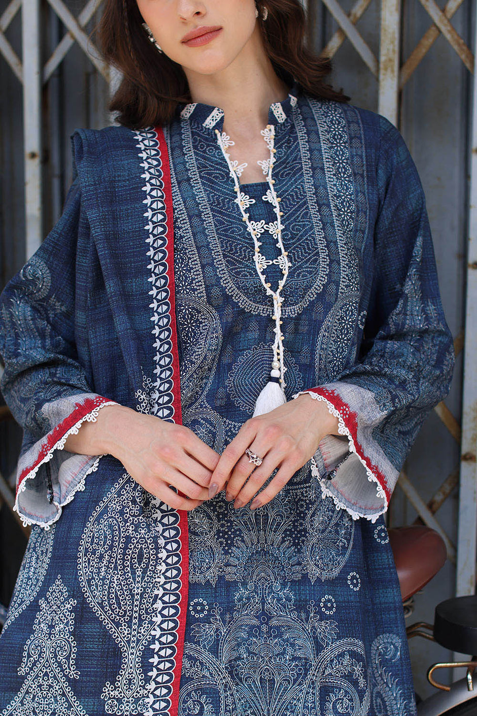 3 Piece Printed Khaddar Suit with Printed Khaddar Dupatta and Printed Trouser