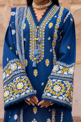 3 Piece Embroidered Lawn Suit with Lacquer Printed Denting Dupatta DN-52047