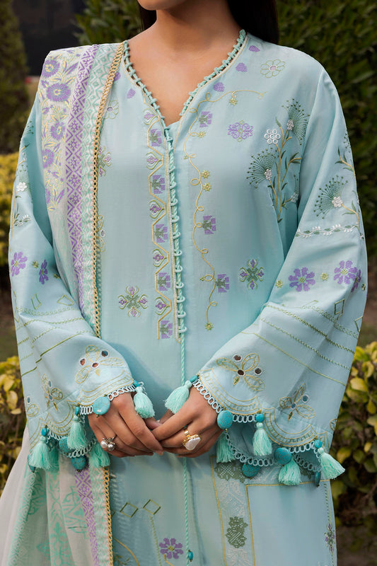 3 Piece Embroidered Lawn Suit with Lacquer Printed Denting Dupatta DN-62008