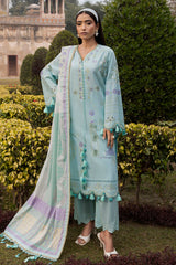 3 Piece Embroidered Lawn Suit with Lacquer Printed Denting Dupatta DN-62008