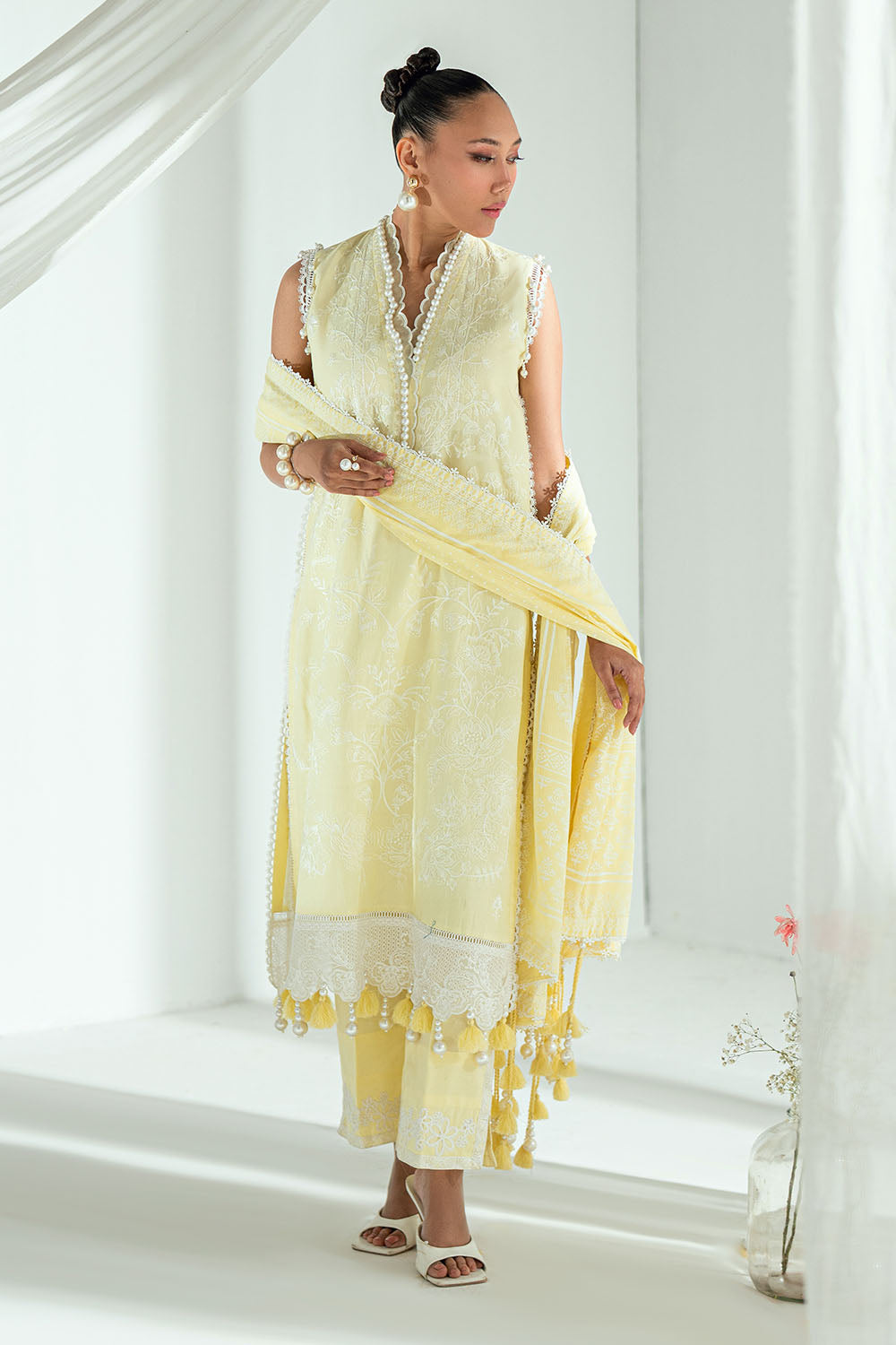 3 Piece Embroidered Lawn Suit with Lacquer Printed Denting Dupatta DN-62020