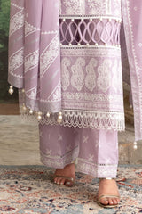 3 Piece Zari & Sequins Embroidered Lawn Suit with Silver & Lacquer Printed Dupatta DN-52035