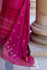 3 Piece Zari & Sequins Embroidered Lawn Suit with Gold & Lacquer Printed Dupatta DN-52036