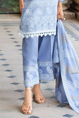 3 Piece Zari & Sequins Embroidered Lawn Suit with Printed Dupatta DN-52037