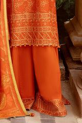 3 Piece Zari & Sequins Embroidered Lawn Suit with Gold & Lacquer Printed Dupatta DN-52041