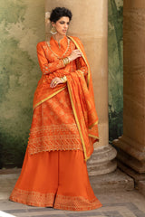 3 Piece Zari & Sequins Embroidered Lawn Suit with Gold & Lacquer Printed Dupatta DN-52041