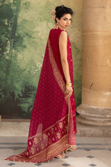 3 Piece Zari & Sequins Embroidered Lawn Suit with Gold & Lacquer Printed Dupatta DN-52040