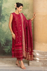 3 Piece Zari & Sequins Embroidered Lawn Suit with Gold & Lacquer Printed Dupatta DN-52040