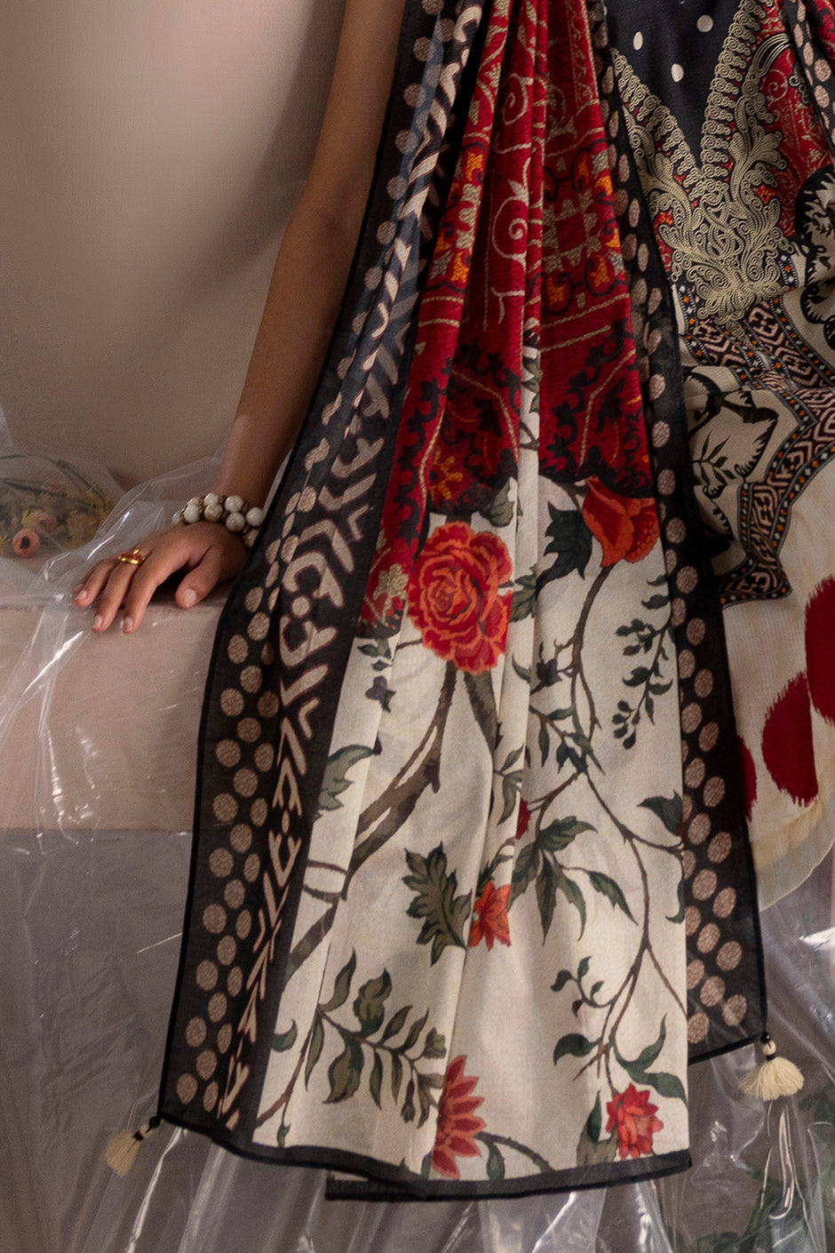 3 Piece Embroidered Printed Cotton Suit with Printed Lawn Dupatta