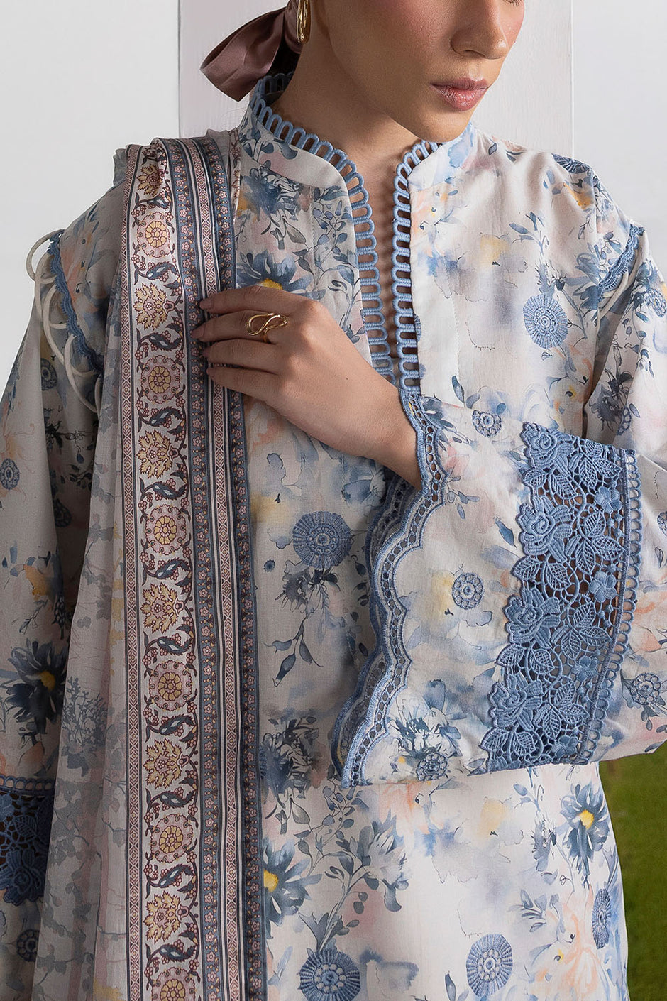 3 Piece Embroidered Printed Lawn Suit with Printed Lawn Dupatta