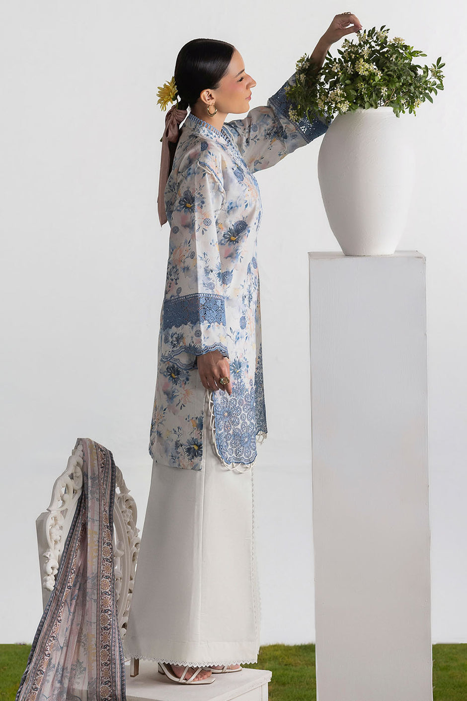 3 Piece Embroidered Printed Lawn Suit with Printed Lawn Dupatta