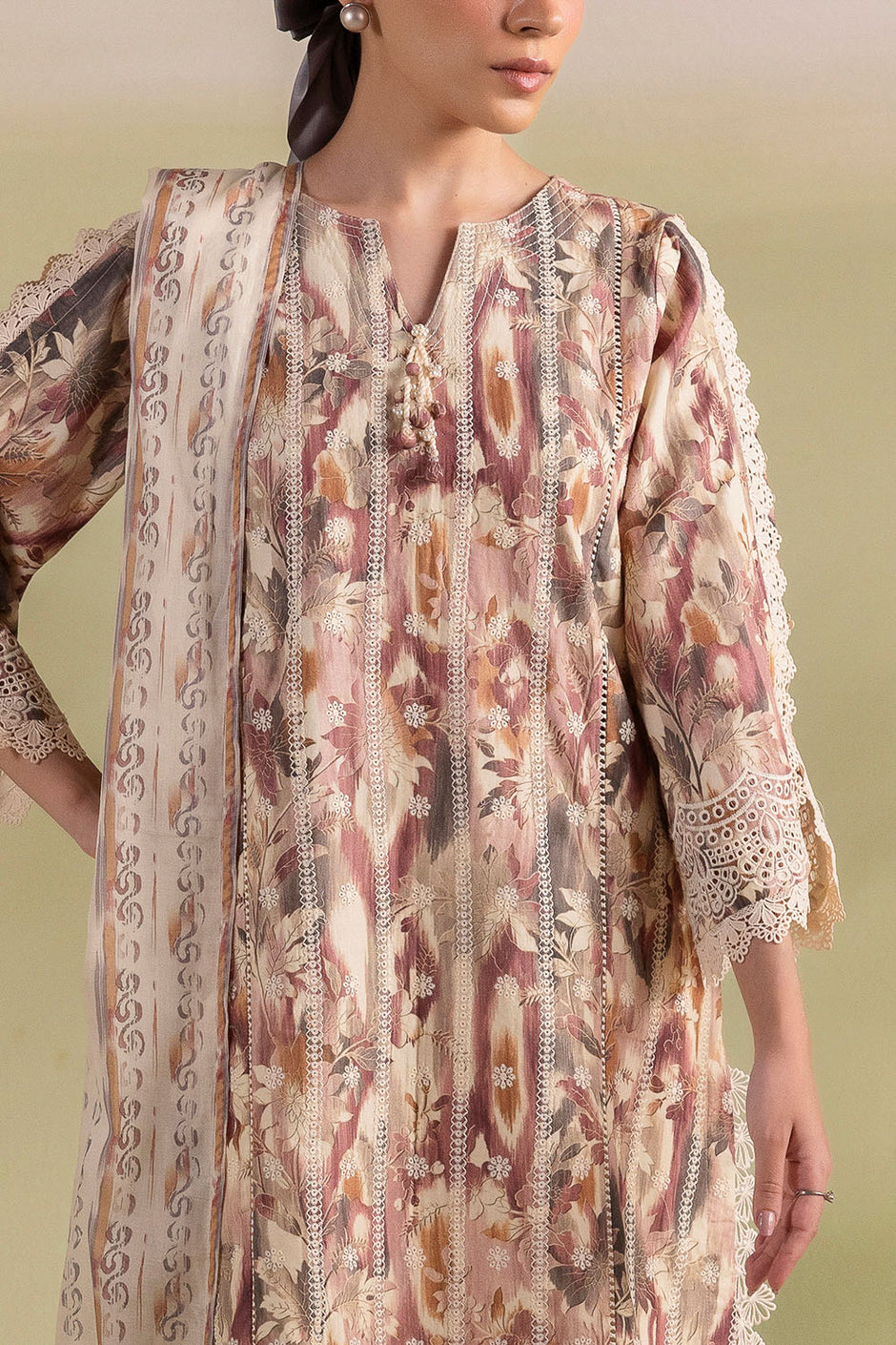 3 Piece Embroidered Printed Lawn Suit with Printed Lawn Dupatta