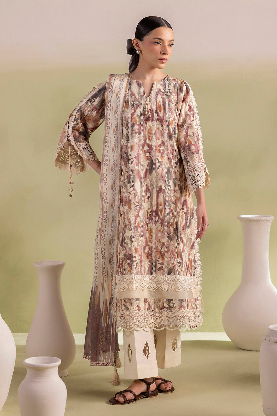 3 Piece Embroidered Printed Lawn Suit with Printed Lawn Dupatta