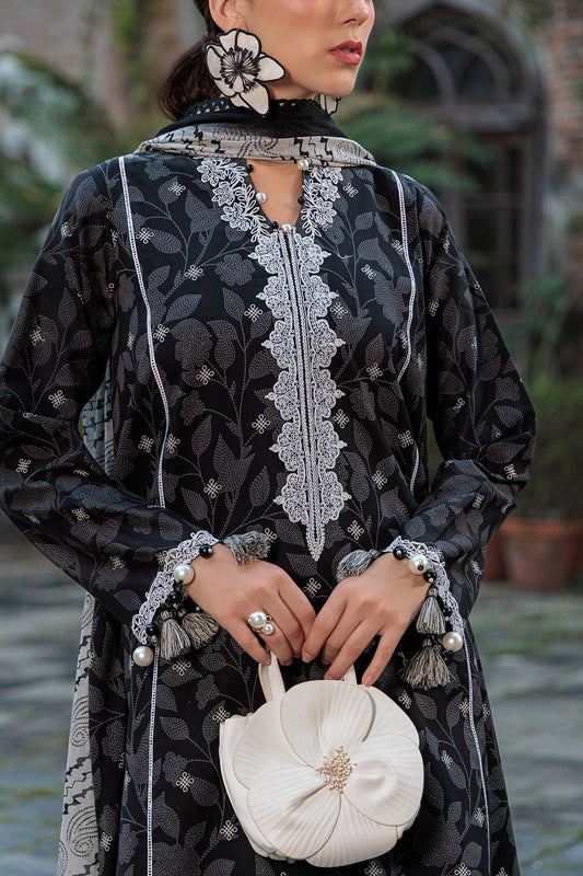 3 Piece Printed Lawn Suit with Embroidered Neckline, Borders and Lace B-52012
