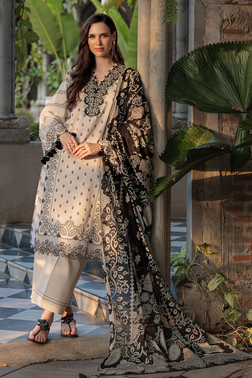 3 Piece Printed Lawn Suit with Embroidered Neckline