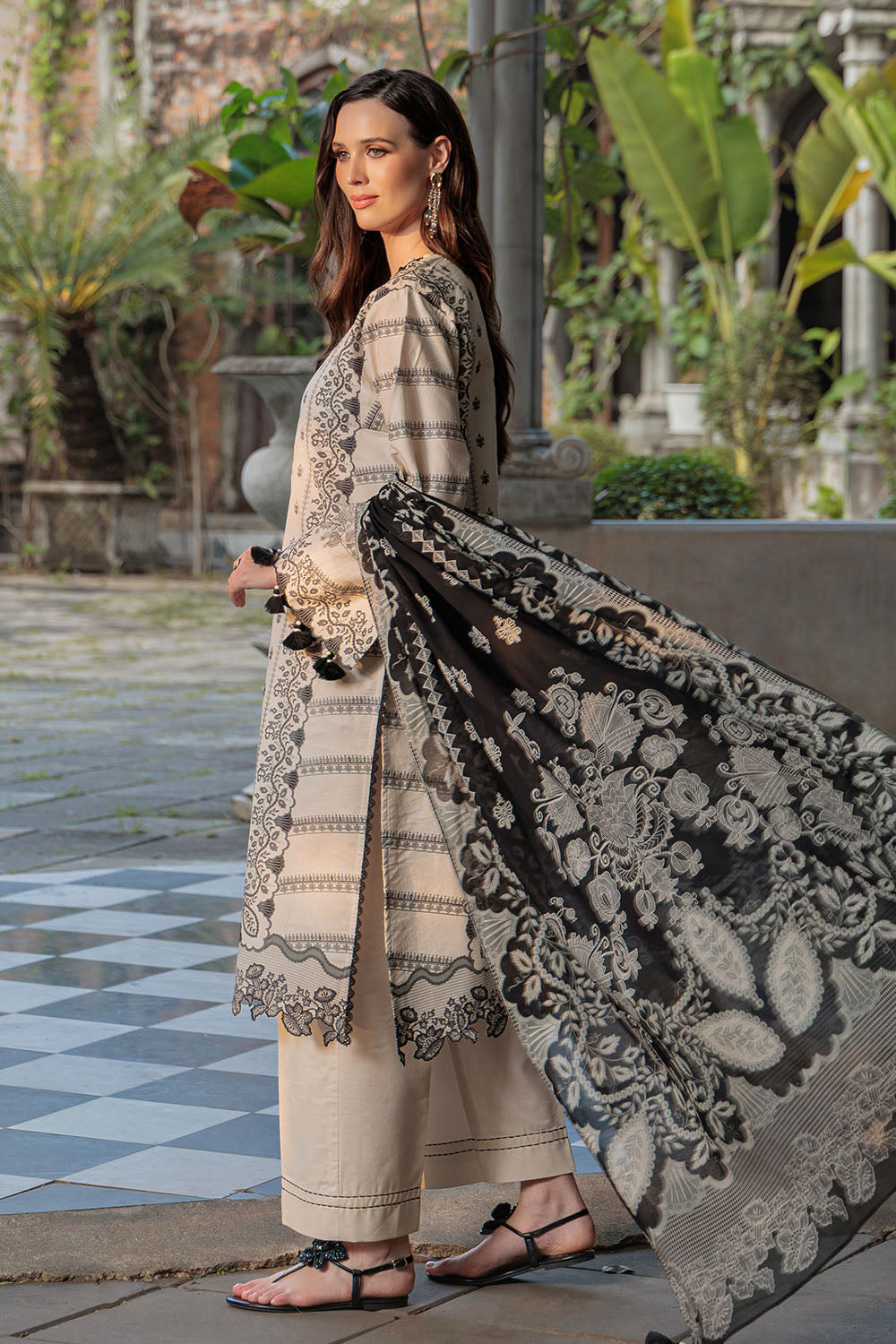 3 Piece Printed Lawn Suit with Embroidered Neckline