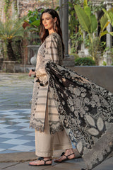 3 Piece Printed Lawn Suit with Embroidered Neckline B-62006