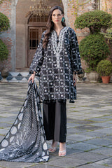 3 Piece Printed Lawn Suit with Embroidered Neckline B-62011