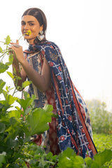 3 Piece Printed Lawn Suit with Gold Printed Dupatta and Embroidered Neckline CL-52011