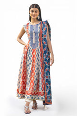 3 Piece Printed Lawn Suit with Gold Printed Dupatta and Embroidered Neckline CL-52011