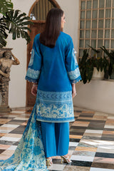 3 Piece Printed Lawn Suit with Embroidered Sleeves CL-52074